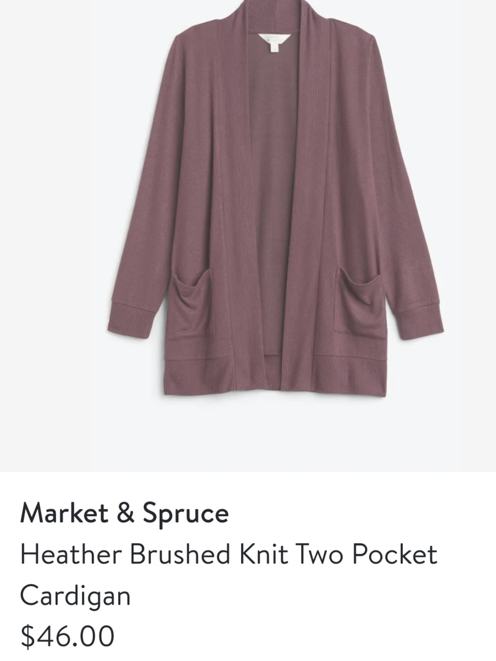 Market & Spruce Open-Front Cardigan in Mauve